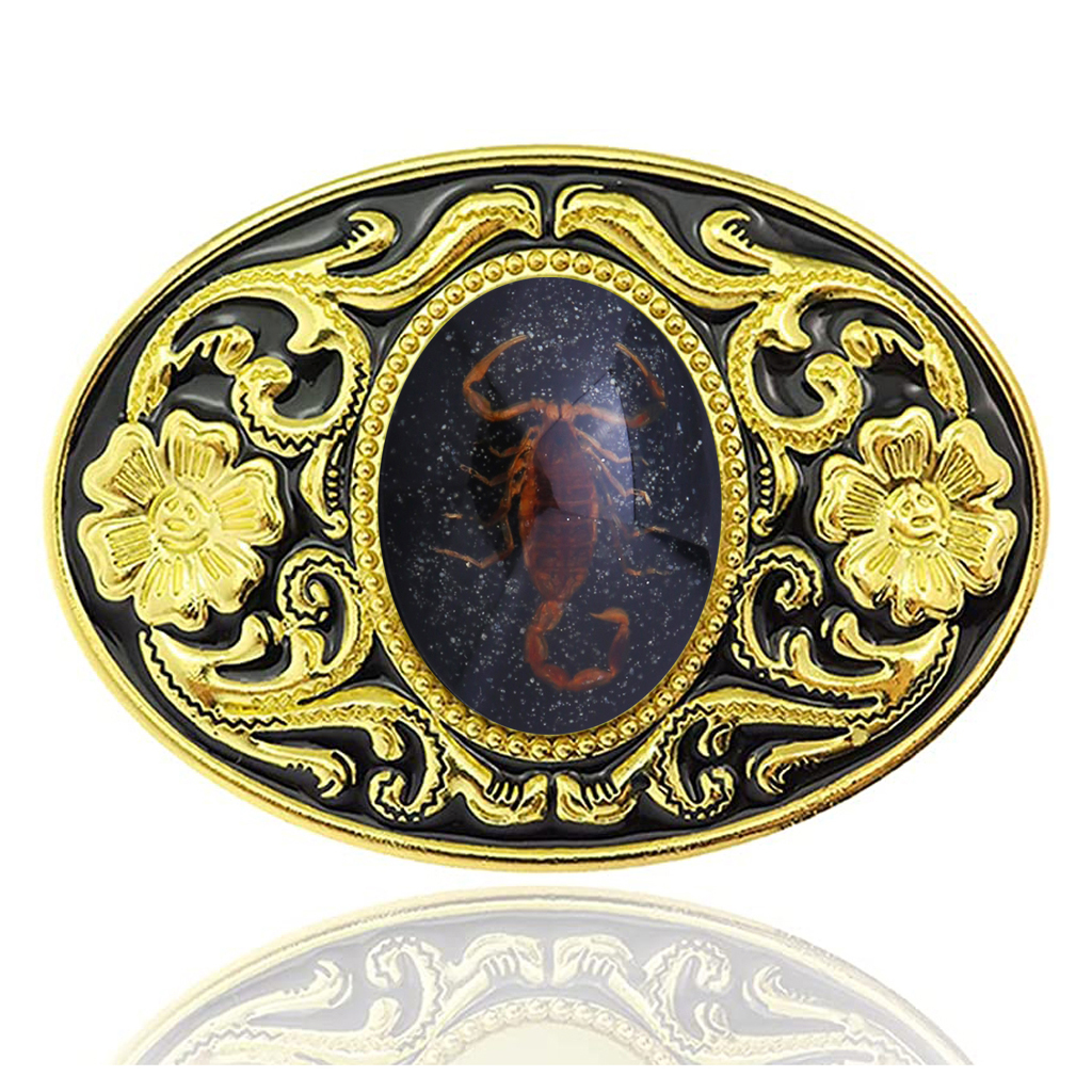 Goldlegierung Blumenmuster Tier Skorpion Gürtelschnalle Jeans Accessoires