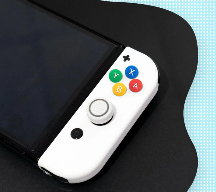 New Design Silicone Soft D-pad Cross Button ABXY Key Sticker Skin Case For Switch Oled NS Joy-con Thumb Stick Grip Cap Cover