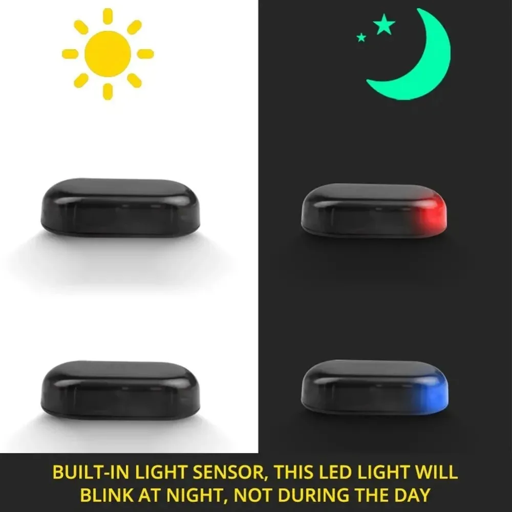 Luz de seguridad falsa para coche con energía Solar, lámpara de imitación intermitente superbrillante, alarma de señal estroboscópica inalámbrica, lámpara de precaución antirrobo