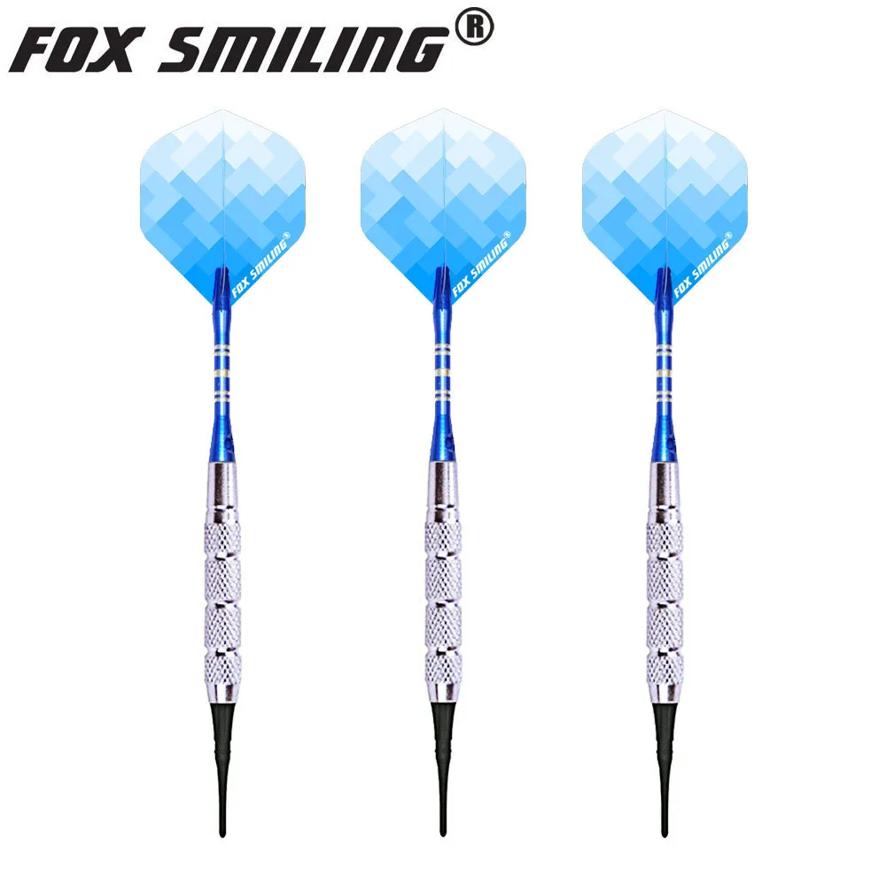 3 uds Fox Smiling 18g dardos electrónicos de punta suave con ejes de dardos de aluminio y puntas de nailon para juegos de dardos de interior