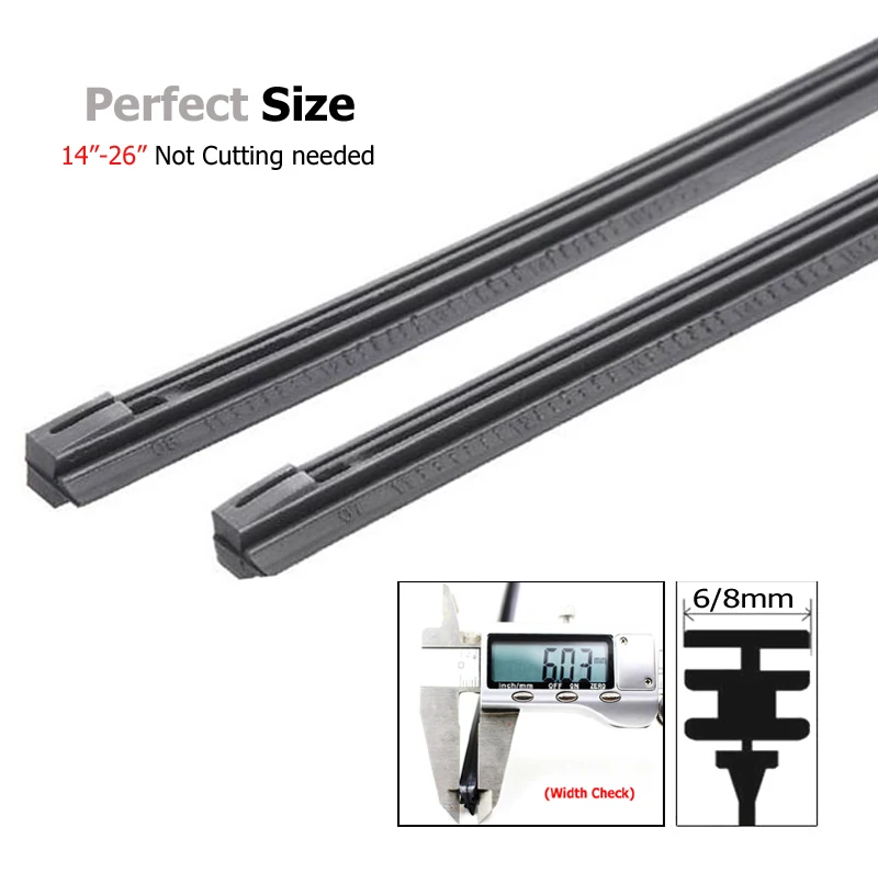 2 Chiếc 6Mm/8Mm Cho Xe Hơi Cao Su Dây Nạp Lại Cho Kim Loại Tay Lau Xe Kính Chắn Gió 14 "16" 22 "24" 26 "Xe Lắp Mềm Đổ Lại
