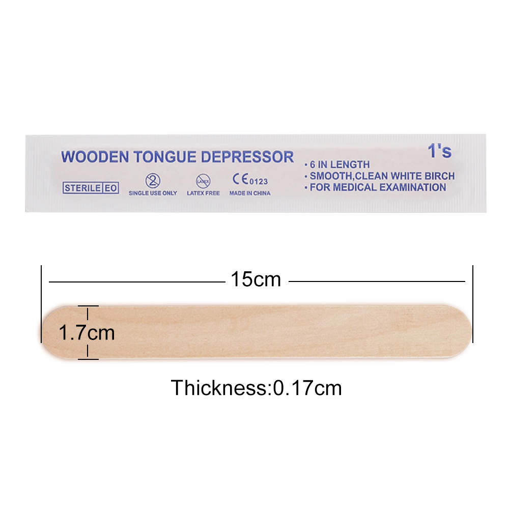 タトゥー用使い捨て木製舌圧子、ワックスがけスティック、個別パック除去、舌美容ツール、10/30/50/100/200個