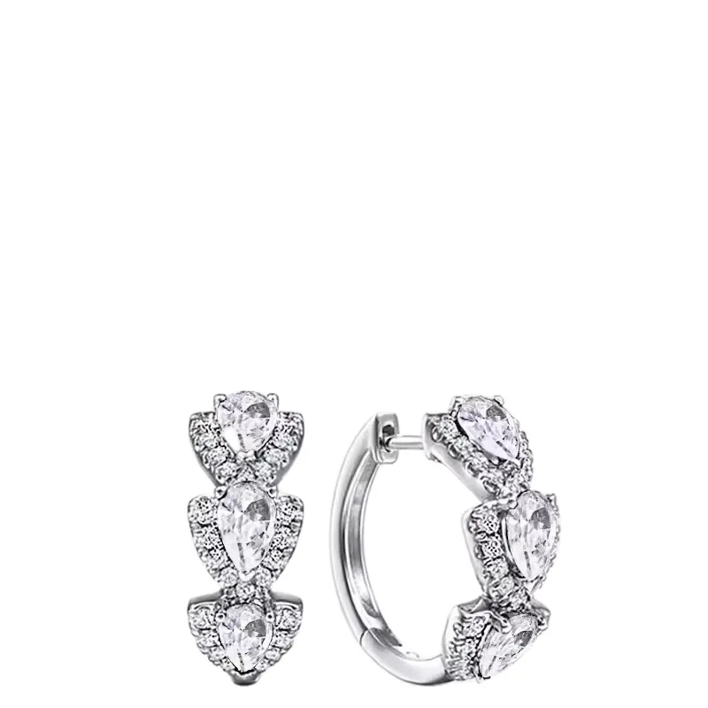 หยดเงาอัญมณีสังเคราะห์ตกแต่ง Hoop ต่างหู Elegant Simple สไตล์จัดเลี้ยงหูเครื่องประดับของขวัญหญิง