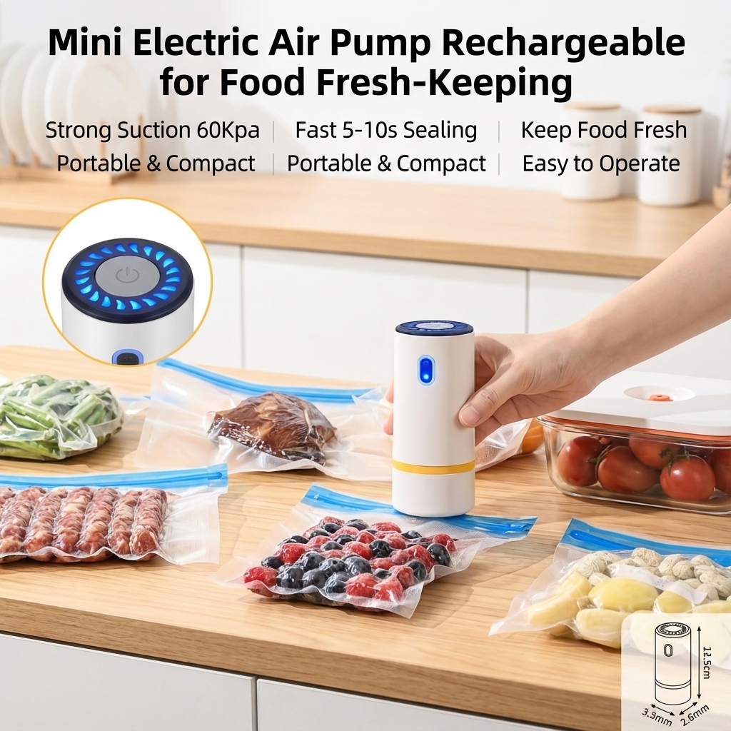 Mini Electric Air Pump Rechargeable for Food Fresh-Keeping Vacuum Sealed Bag Storage Bag Automatic Vacuum Compression Machine