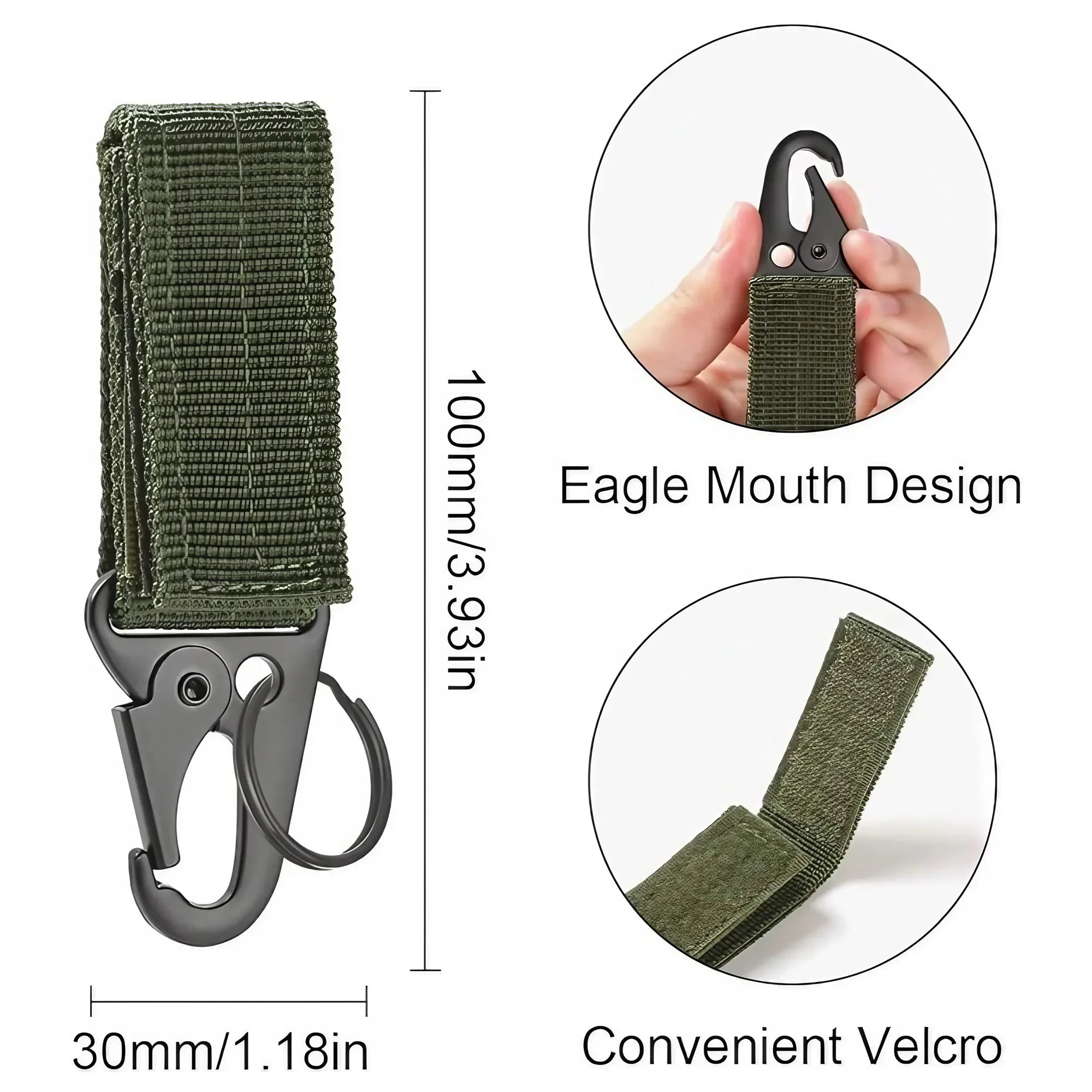 2PCS Tactical Hanging Buckle Molle Nylon Webbing Carabiner Belt Triangle Keychain for Outdoor Climbing Camping Tool Accessory