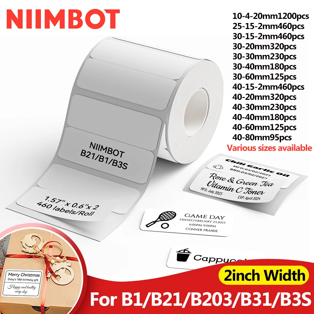 Niimbot B21/B1/B31 Etichetta termica adesiva Carta rotonda bianca Larghezza 20-50 mm Etichetta per abbigliamento Prezzo merce Alimenti autoadesiva