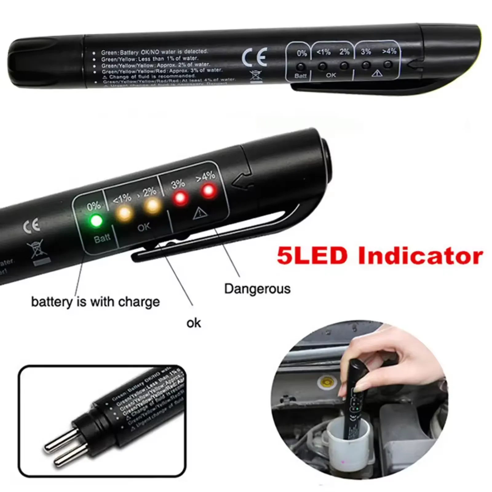 Universal เครื่องทดสอบน้ํามันเบรคที่ถูกต้องคุณภาพน้ํามันเครื่องมือวินิจฉัยไฟ LED Liquid ปากกาทดสอบยานยนต์เครื่องทดสอบน้ํามันเบรค