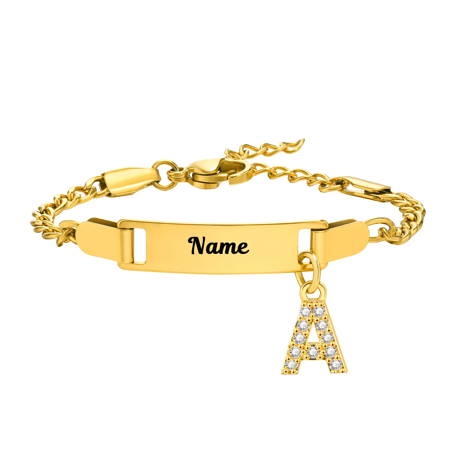 Pulsera con nombre personalizado con iniciales para niño y niña, pulsera con identificación de fecha grabada gratis, regalo de cumpleaños