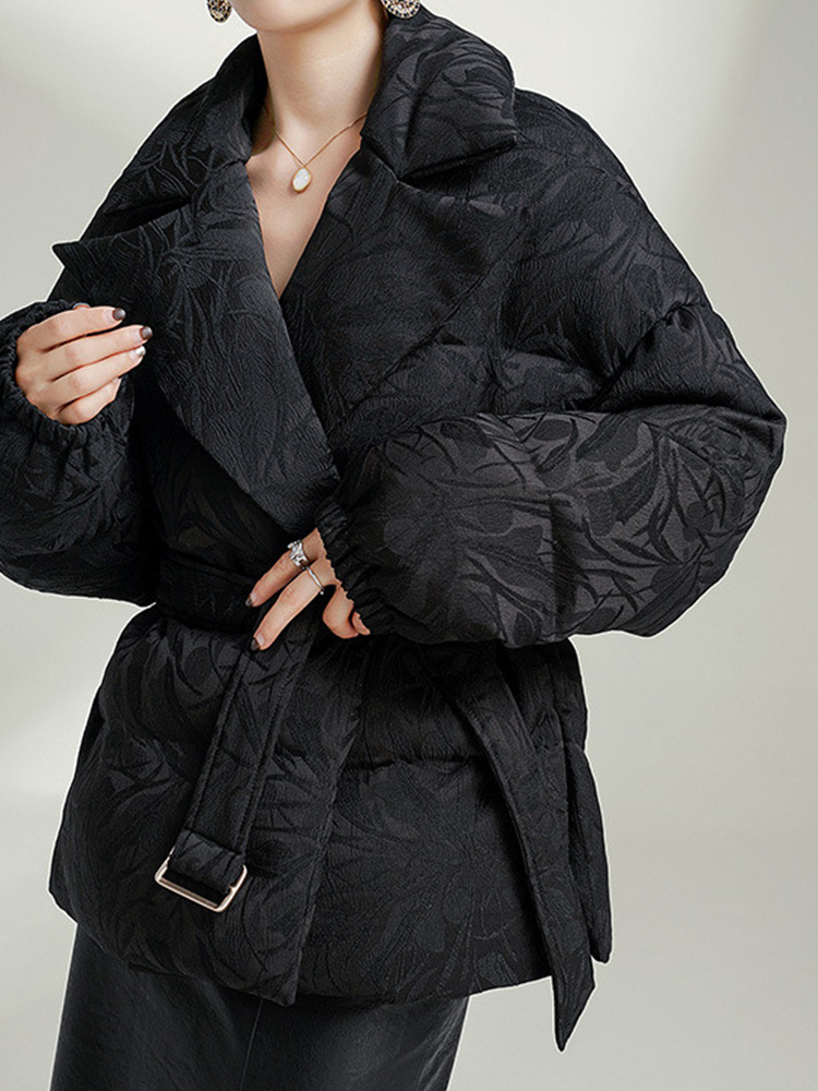 Mueyaruho inverno 2025 feminino alto nível 90% ganso para baixo jaqueta parkas jacquard sólido preto manga longa quente puffer casaco para mulher