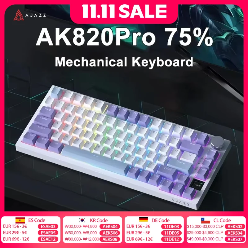 AJAZZ AK820/AK820Pro игровая механическая клавиатура 75% 82 клавиши проводная одномодовая/Bluetooth беспроводная геймерская клавиатура для портативных ПК
