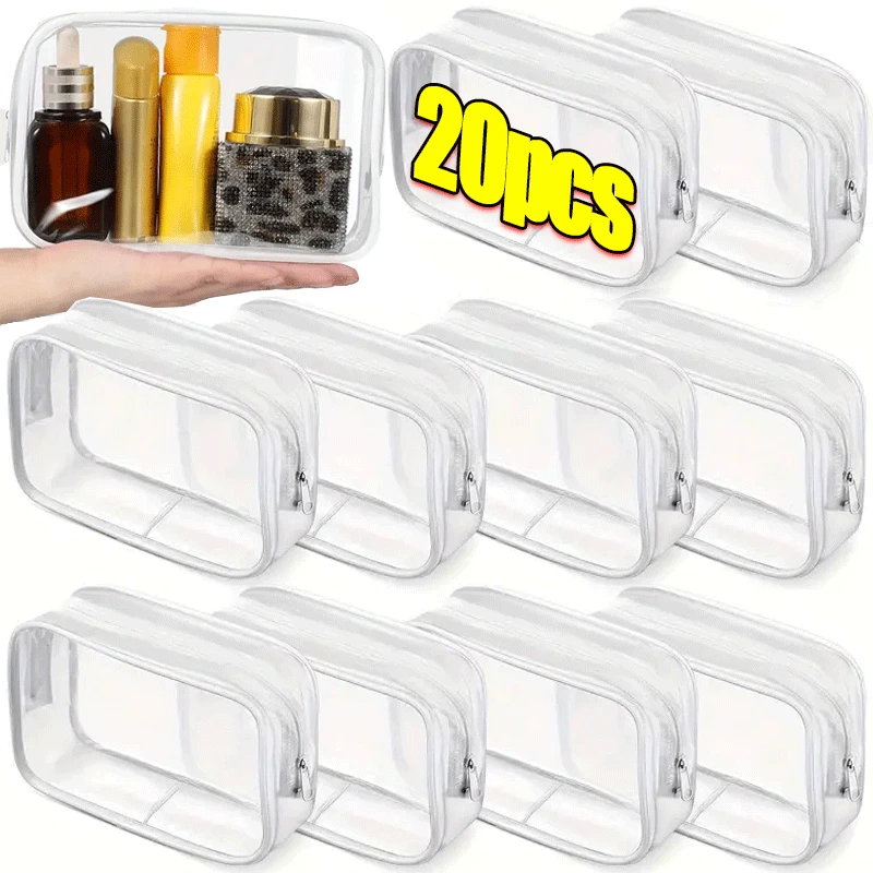 1/20 piezas organizador de viaje de almacenamiento de PVC transparente bolsa de maquillaje transparente bolsa de cosméticos de esteticista estuche de belleza bolsa de aseo bolsas de lavado