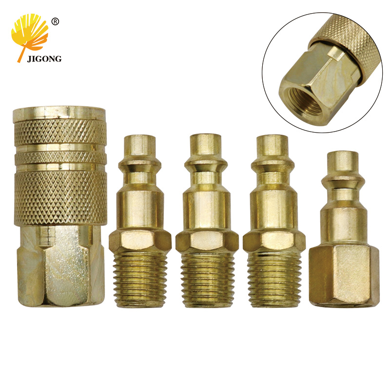 5Pcs 1/4" Quick Coupler Set Solid Air Hose  Plug Pins Rotate Air Hose Line End Connector Fittings For Compress Pneumatic Parts