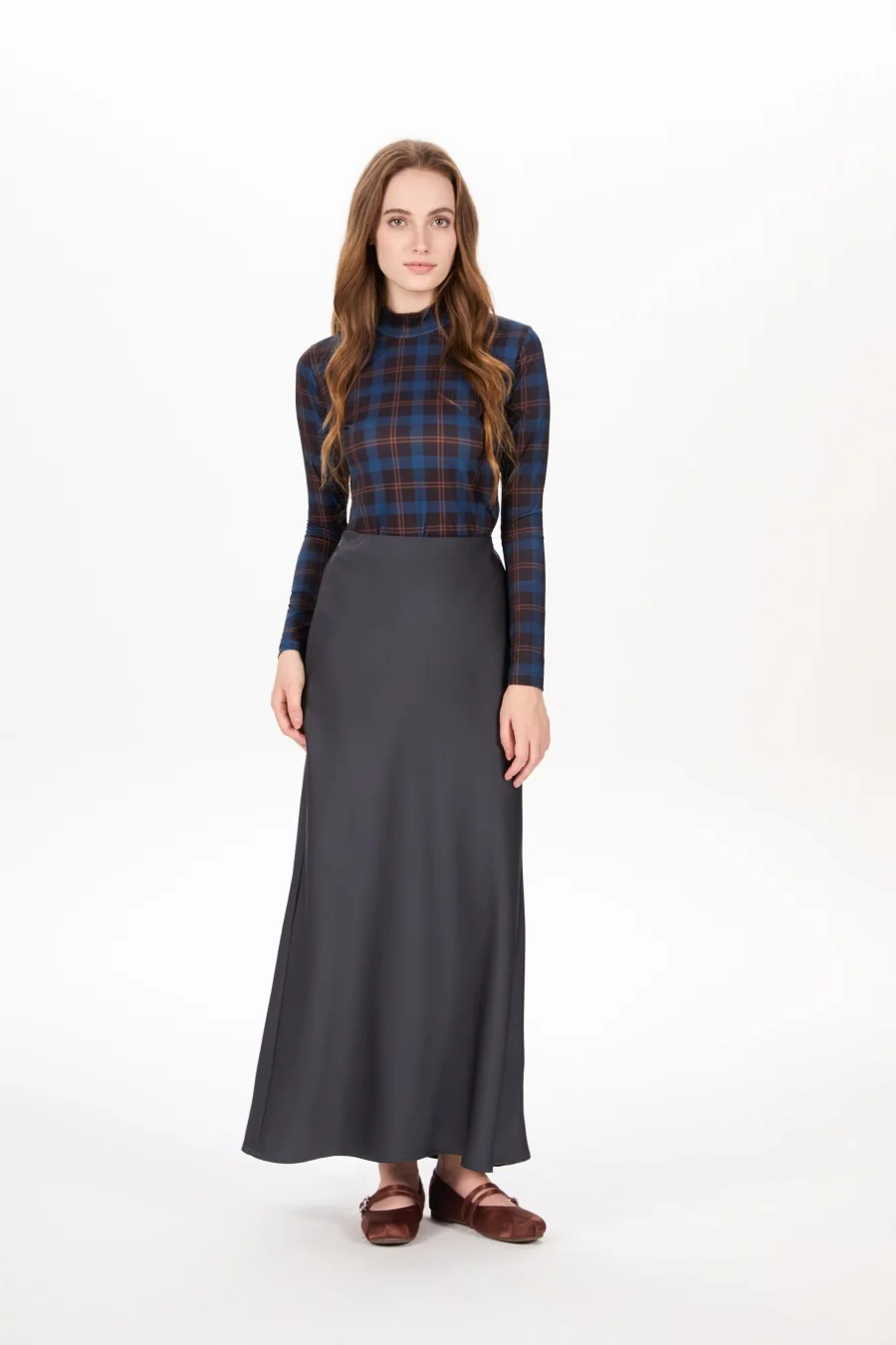 AS AW25 falda clásica de satén de alta calidad falda de cintura ajustable ropa de mujer para todas las estaciones