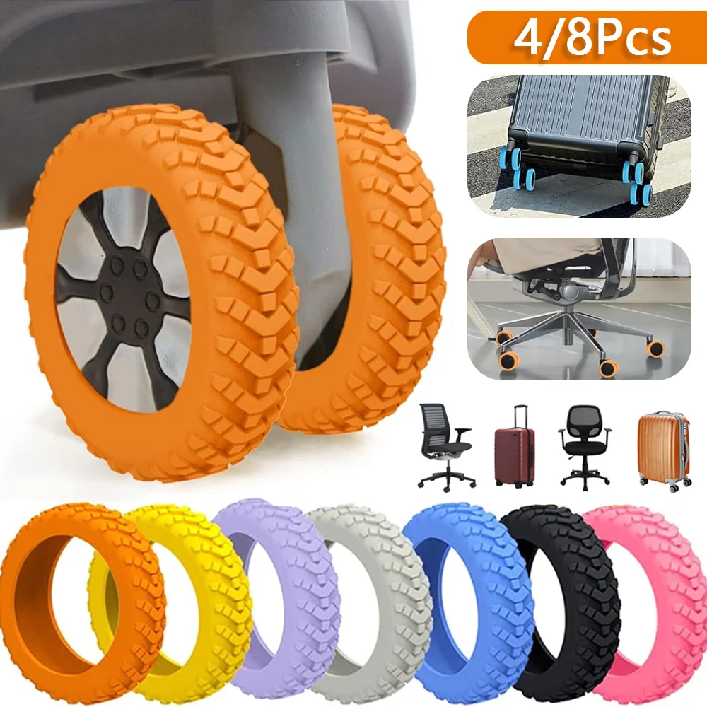 4/8pcs capas de roda de bagagem portátil mala protetor de roda cobre silicone bagagem roda cobre bagagem girador roda cobre