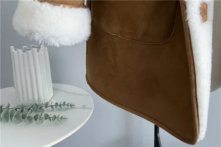 Tajiyane casual com capuz 100% casaco de lã feminino casacos de pele inverno ovelha corte jaqueta dupla face usar jaquetas para mulher chaquetas