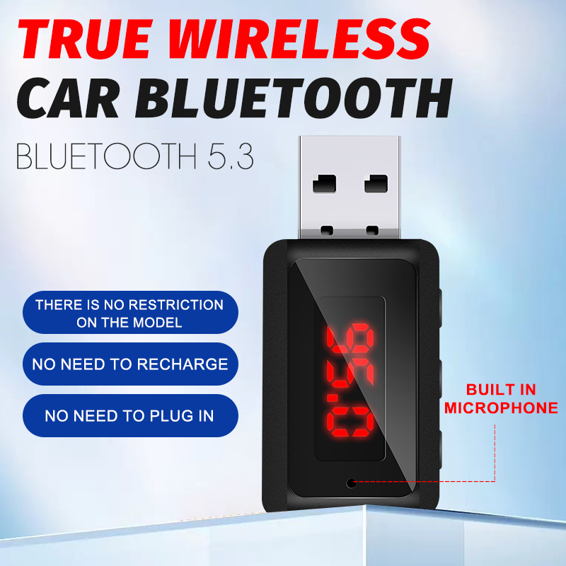 Carro bluetooth 5.3 transmissor fm handsfree chamada mini usb power kit carro estéreo receptor de áudio sem fio adaptador para carro rádio fm