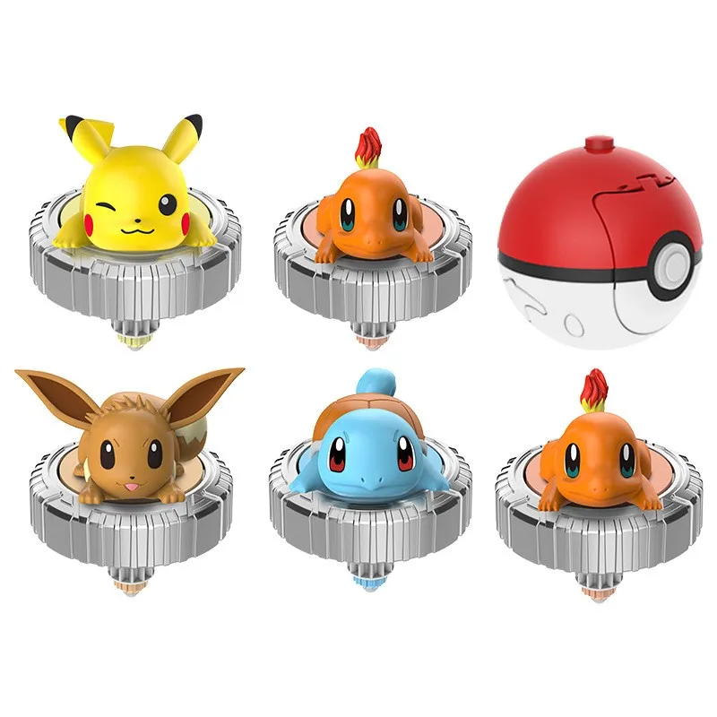 Original pokémon bola pikachu girando topo dos desenhos animados anime figura puxar linha girando jogo de batalha girando topo presente das crianças brinquedos