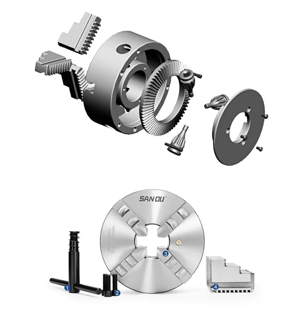K12 80 100 125 160 200 250 130 Lathe Chuck 100mm Sanou Four Jaw Self-centering Chuck 4'' Scroll Chuck For Small L