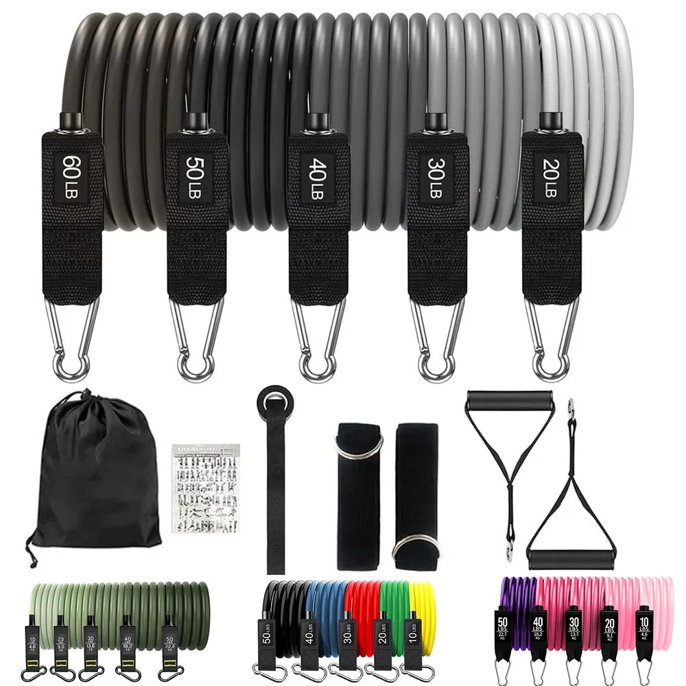 Juego de bandas de resistencia, cuerda de tracción de tensión para hombres y mujeres, bandas de ejercicio de entrenamiento para Fitness, gimnasio en casa, equipo de entrenamiento de fuerza