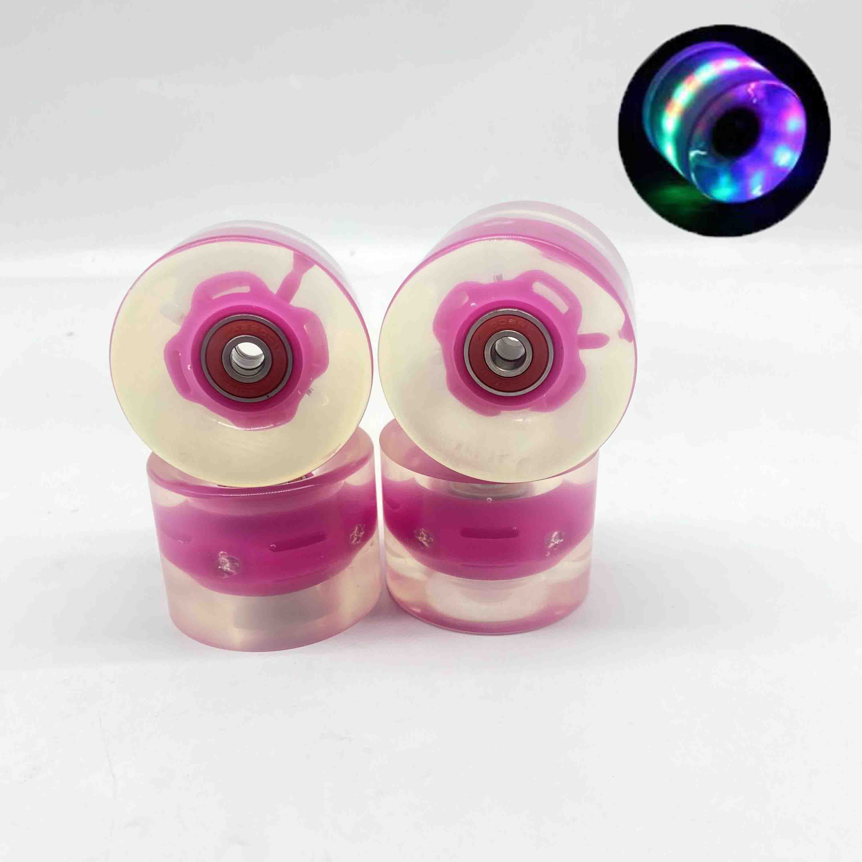 4 Stück 78A 60 * 45 mm LED-Blitzrolle Longboard-Rad DanceBoard Transparentes Skateboard-Rad PU-Doppelwippe-Blinkrad