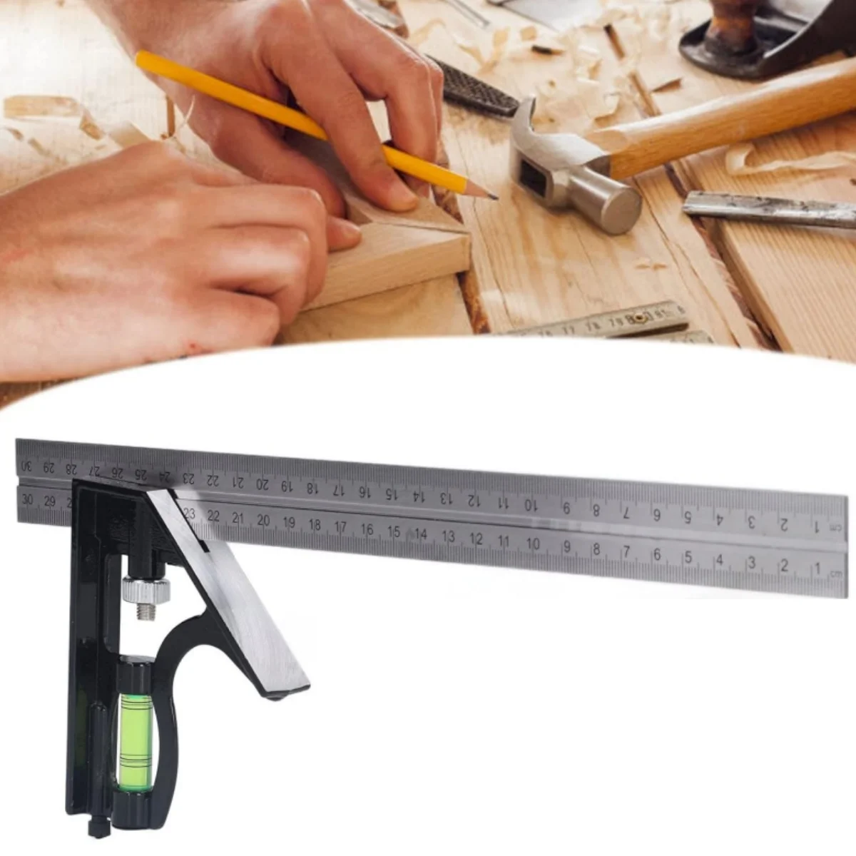 Strumento di misurazione del righello da carpentiere quadrato combinato in acciaio inossidabile Strumento quadrato quadrato per incorniciatura di piccioni, scale, coperture