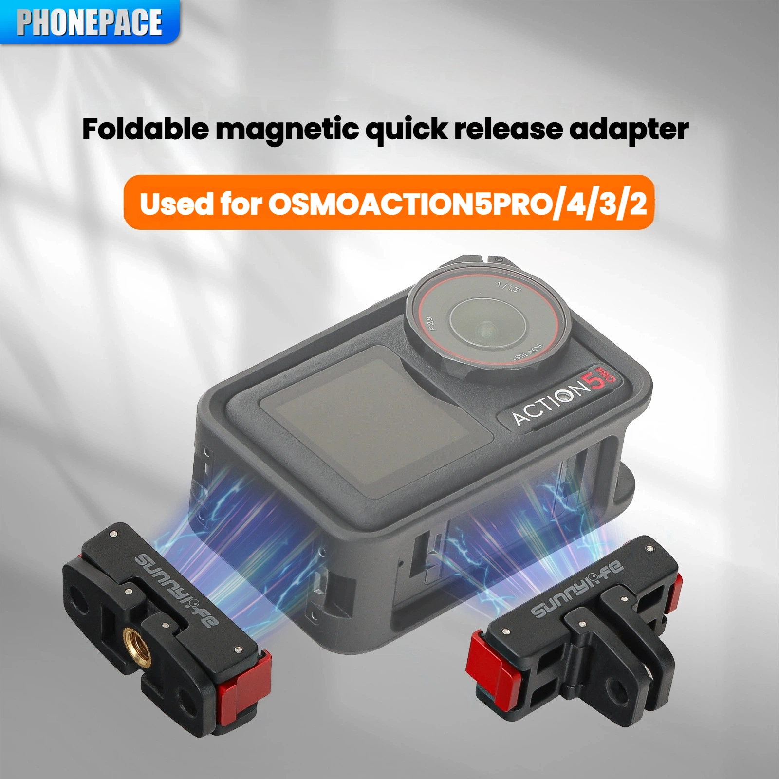 Soporte adaptador magnético para DJI Osmo Action 5 Pro 4 3, Base de montaje plegable de liberación rápida, adaptador para trípode de cámara, accesorios de montaje