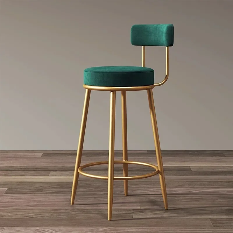 Nordic Velvet Bar Stools Counter Heightend Bar Chairs Upholstered Stools with Gold Legs for Modern Home Bar Luxury Seating