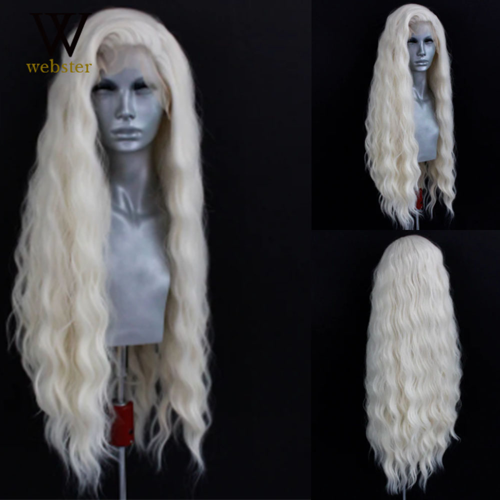 Webster Blonde Syntetyczna koronkowa peruka z przodu Długie naturalne fale Peruki dla kobiet Część boczna Koronkowa peruka o wysokiej temperaturze Peruka Cosplay