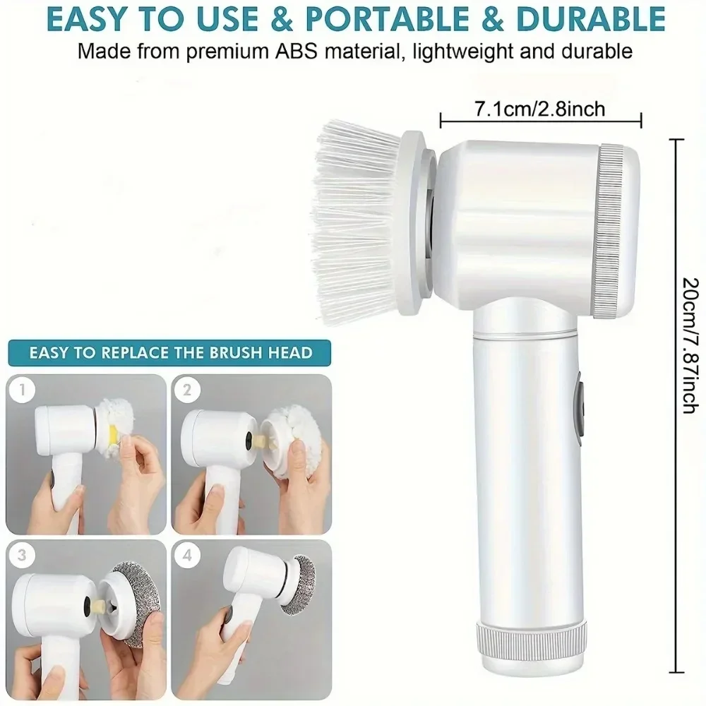 ใหม่ Power Scrubber 5 หัวแปรงถอดเปลี่ยนได้ไฟฟ้า Spin Scrubber แปรงทําความสะอาดห้องน้ํา Power Scrubber แปรงไฟฟ้าบ้าน