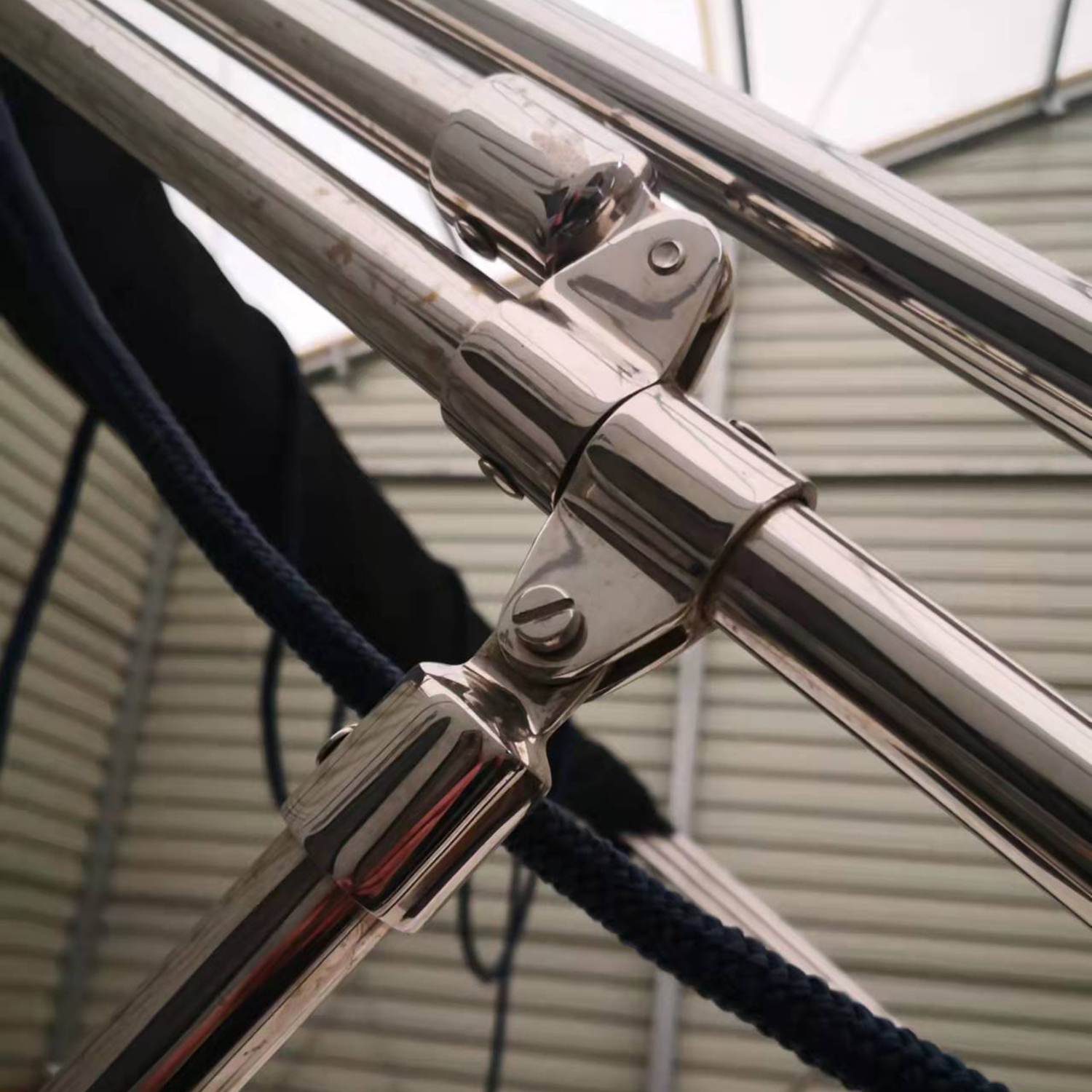 8 PCS Marine 316 Stainless Steel 2-Bow Bimini Top Hardware Fitting Set Deck Hinge Jaw Slide Eye End Fitting for 22/25mm Pipe