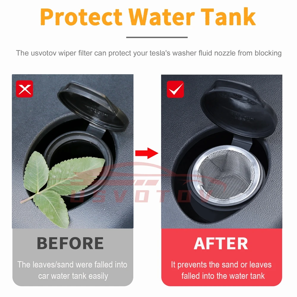 Ruitenwisser Waterfilter Voor Tesla Model 3Y S X Juniper Accessoires Metalen Mesh Grille Guard Grid Inserts Wasmachine Tank Nozzle Zeef