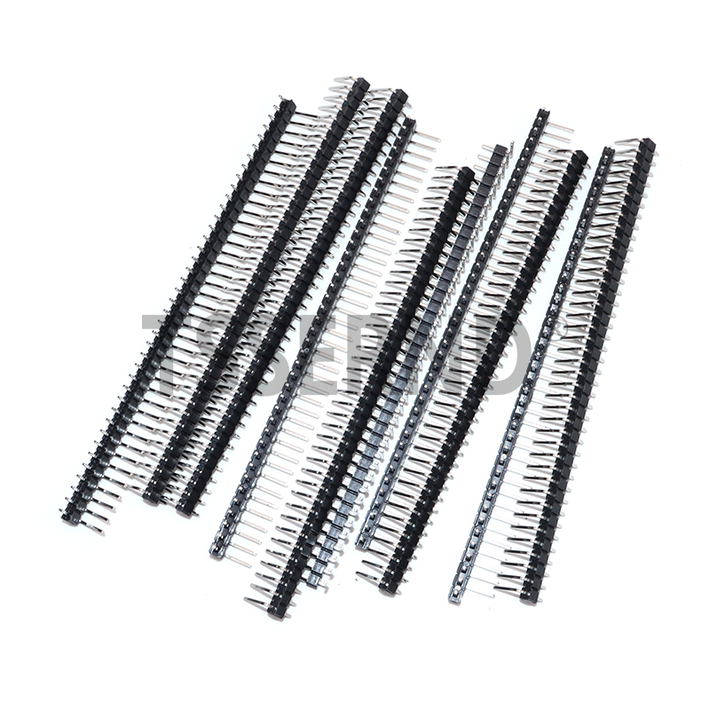10 Pçs/lote 2.54mm 1*40p 90 graus ângulo Reto Única Linha Macho R/A 40 Pinos Cabeçalho Positivo Placa PCB Conector Pinheader