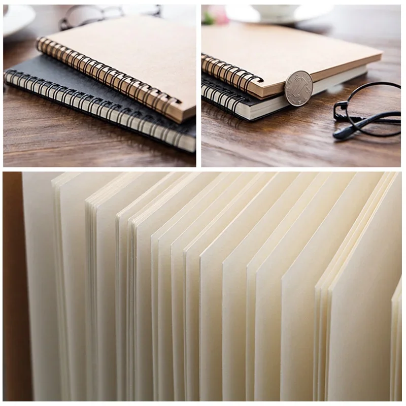 STONEGO Coil Book Creative Retro กระดาษคราฟท์ม้วนหนังสือขายส่ง Simple Blank Doodle Note ไดอารี่ Sketchbook