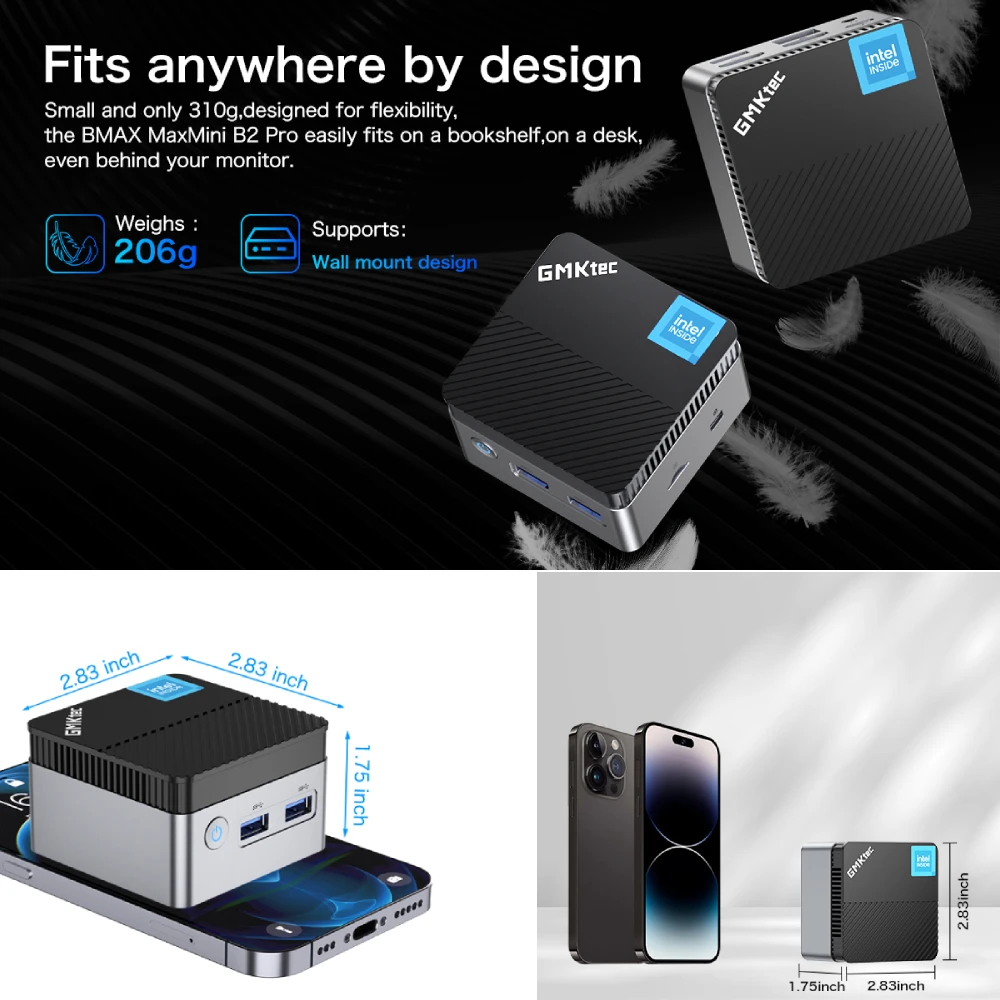 GMKtec KB5 Mini PC Intel Celeron N5105 Windows 11 Pro 4C/4T DDR4 8GB RAM 128GB ROM WiFi5 BT4.2 Desktop Computer for Home/Office