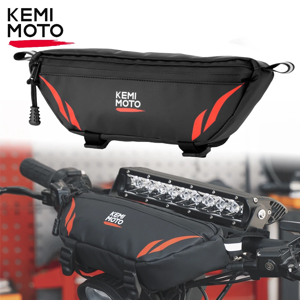 KEMIMOTO-bolsa para manillar de motocicleta, bolsa de almacenamiento frontal Universal impermeable, bolsa para manillar de bicicleta para moto eléctrica Dirt Bike
