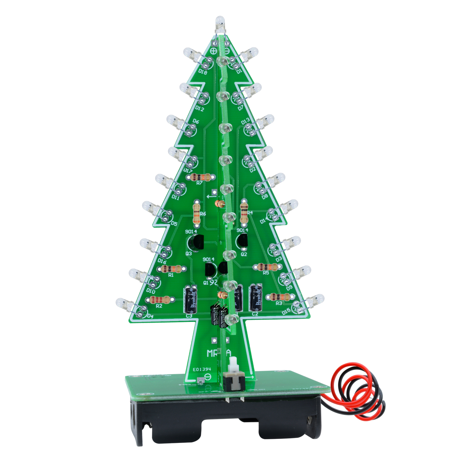 Christmas themed LED 3/7-color flashing Christmas tree DIY kit, electronic welding practice, and assembly of individual parts