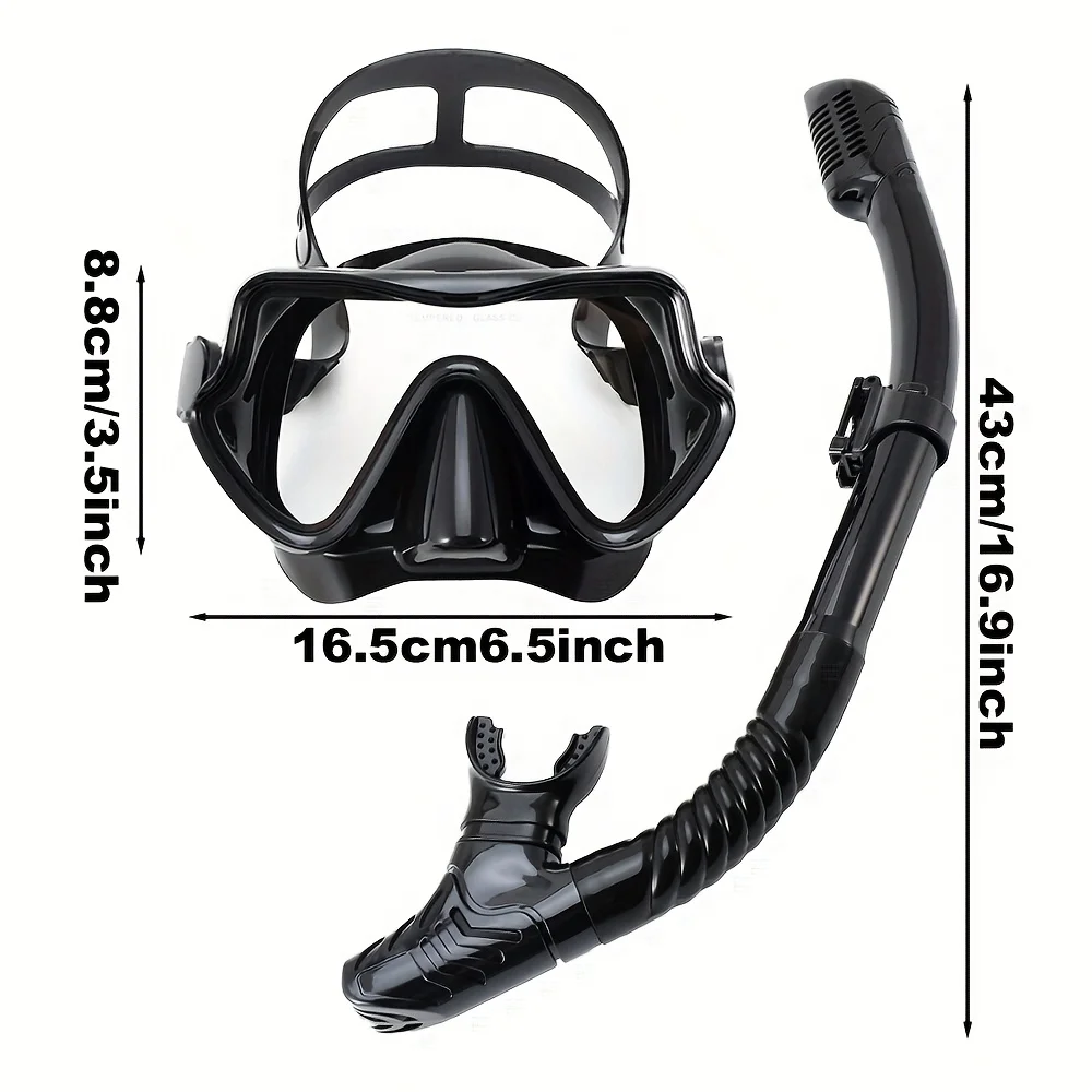 Máscara de buceo, juego de snorkel para adultos, vidrio templado, equipo de snorkel panorámico profesional, Kit de snorkel de Entrenamiento de natación
