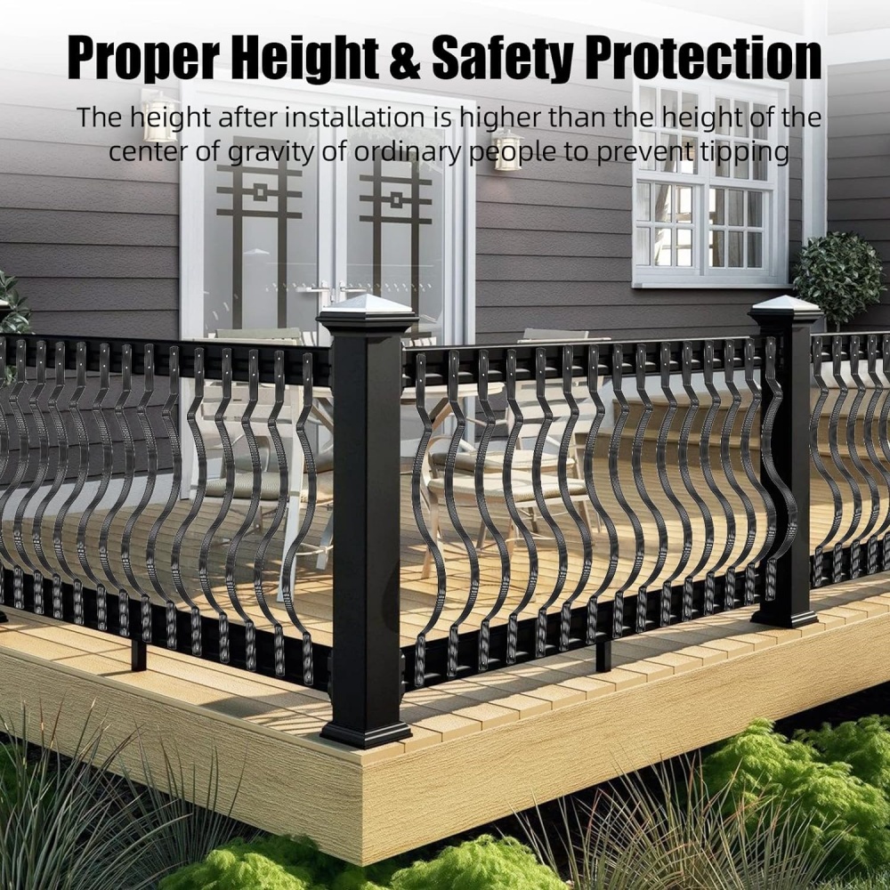 50 Stück Aluminium-Deckbaluster, flach, gerade/Wellenbogen-Deck-Baluster mit Schrauben, Baluster-Deckleisten für Treppendeck