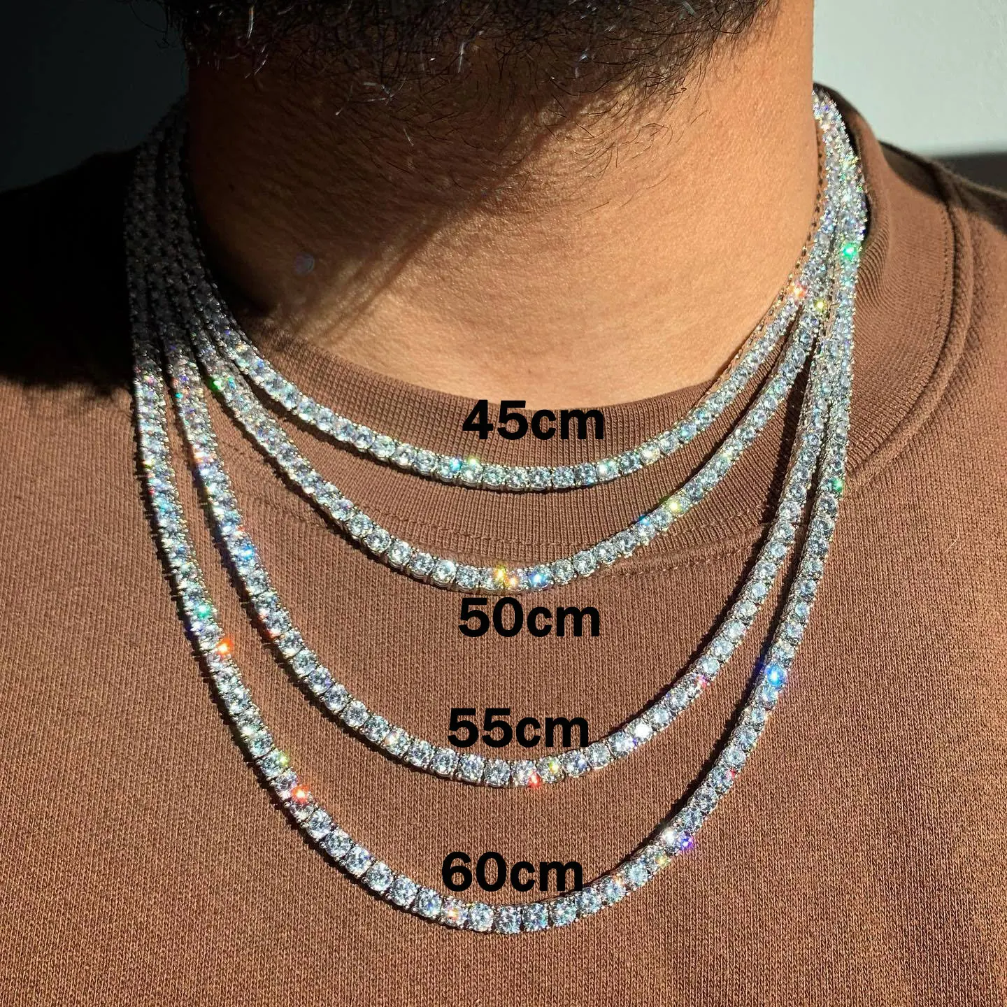 Hip Hop Schmuck 1-reihige Iced Out Tenniskette Bling CZ Männer Diamant Zirkonia Halsband Halskette Frauen Drop Shipping