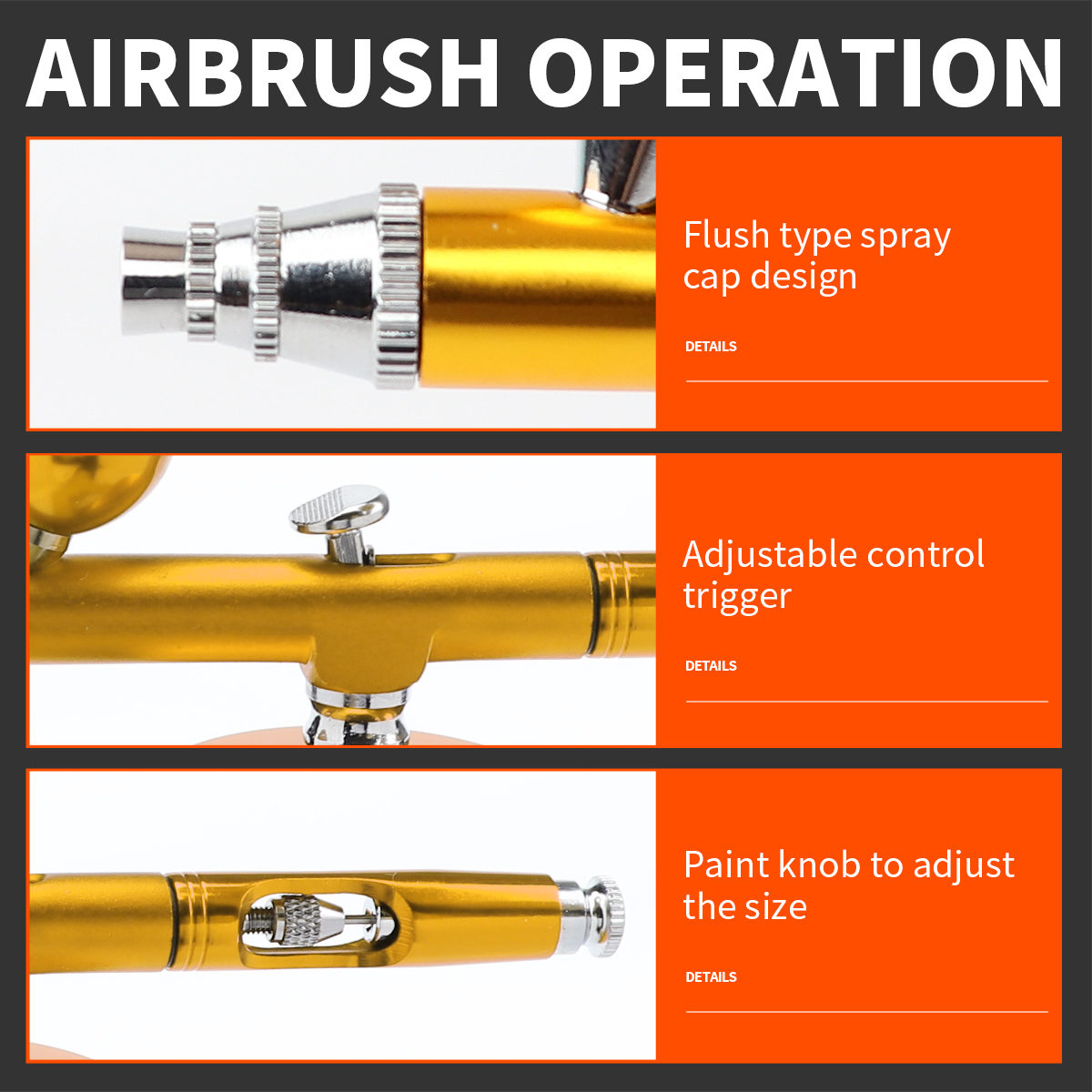 Onnfang Hai Tác Động Bình Bơm Phun Điều Chỉnh Trọng Lực Bình Bơm Phun Xịt Bộ Mặt Vẽ Cơ Thể Hình Xăm Không Vòi Bơm Phun