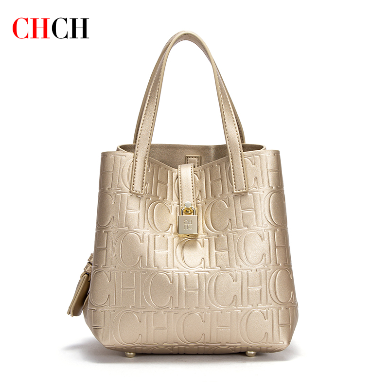 CHCH Women's Tote Bag New Steel Embossed Handheld Bun Mother Shopping Bag