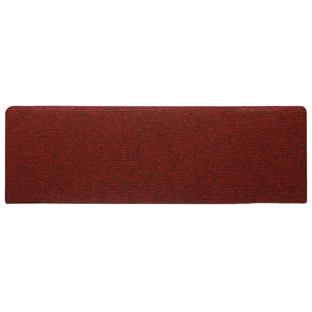 Self-Adhesive Stair Mats - 30 Pcs Red Non-Slip Carpet 65x21x4 cm for Safety & Comfort
