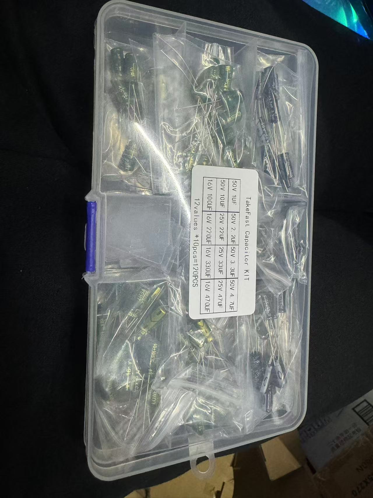 120 Uds desayuno 16V 25V 50V Kit de condensadores electrolíticos de aluminio 12 valores 1uF-470uF 0,22uF-470uF condensador electrolítico DIP