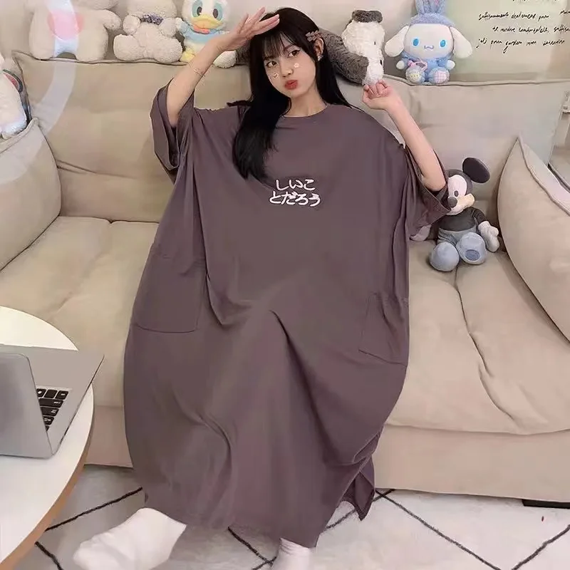 150kg Grote Zachte Zomer Plus Size Vrouwen Jurken Losse T-shirt Jurk Dame Vrouwelijke Kleding Oversize Korte mouwen Casual Lange Jurken