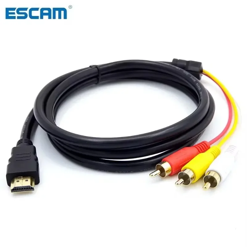 1080p 1.5m hdmi-compatível com 3 rca vídeo áudio hdmi-cabo av cabo conversor adaptador para tv set-box dvd portátil
