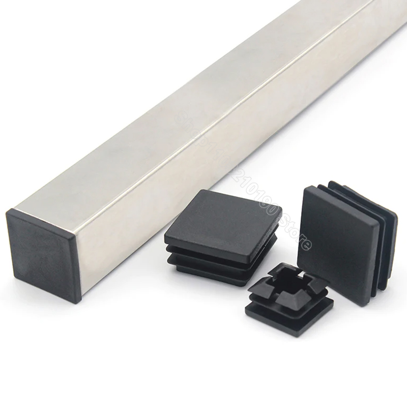 검정색 사각형 파이프 튜브 캡 플라스틱 튜브 엔드 커버 글라이드 인서트 블랭킹 엔드 플러그 마개 10/13/15/16/18/19/20//22/23/25/28-200mm