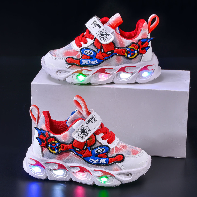 Disney mode Spiderman bébé garçons baskets printemps/automne chaussures pour enfants éclairé Sneaker à la mode enfants garçon chaussures de ville
