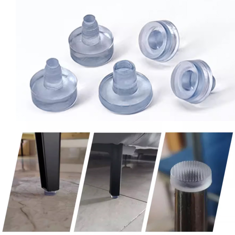 Soft Clear PVC Rubber Embedded Nail Office Furniture Table Chair Leg Feet Bottom Glide Slide Pad Floor Protector No Noise Killer