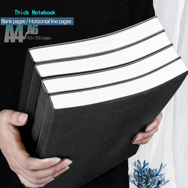 Блокнот A4 A6, утолщенный большой блокнот из мягкой кожи, ультра-толстая горизонтальная линия/пустой блокнот-дневник, 416 страниц/200 страниц