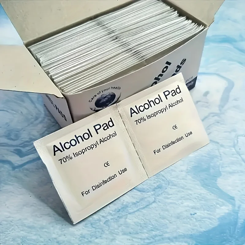 100 sztuk wacików dezynfekujących z 75% alkoholem, używanych do czyszczenia ekranów i obiektywów telefonów komórkowych, dezynfekcji kanałów słuchowych